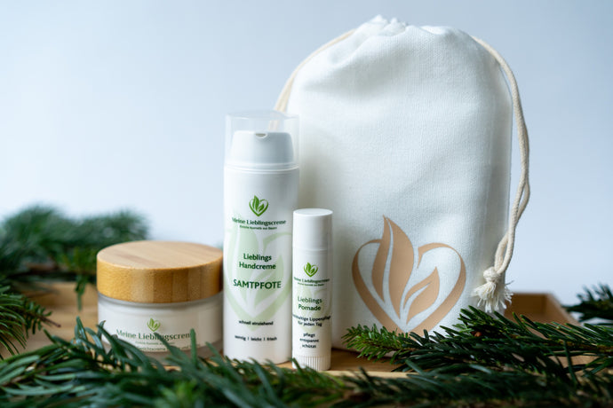 Handcreme, Original Gesichtspflege und Lippenpflege im hochwertigen Geschenksackerl.